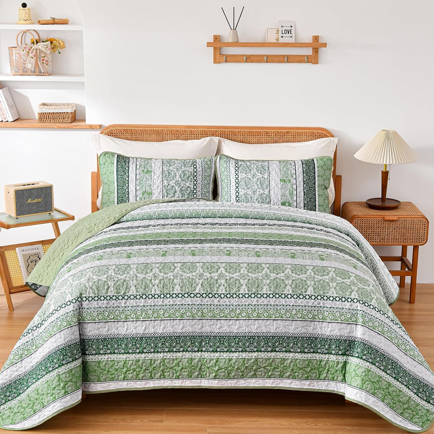 Boho Quilt Set King Size by WONGS BEDDING for All Seasons