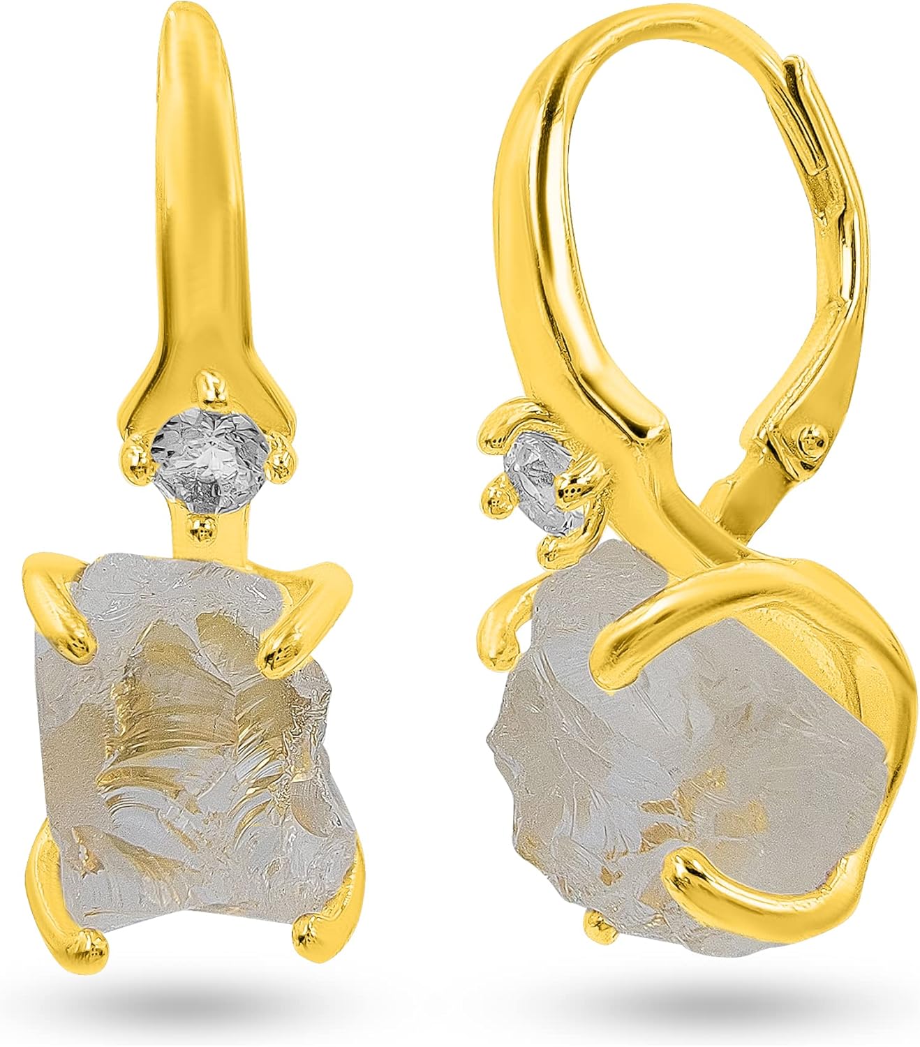 Real Raw Crystal Drop Earrings with Real Gold for Every Occasion