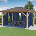 Waterproof Patio Outdoor Curtains 6 Pc Set - Privacy & UV Protection