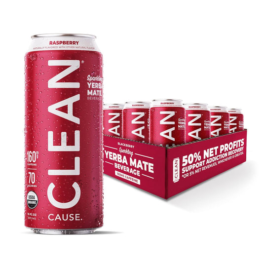 CLEAN Cause Low Calorie Raspberry Sparkling Yerba Mate Tea