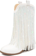Rhinestone Fringe Cowgirl Boots for Girls - Stylish Mid Calf Design
