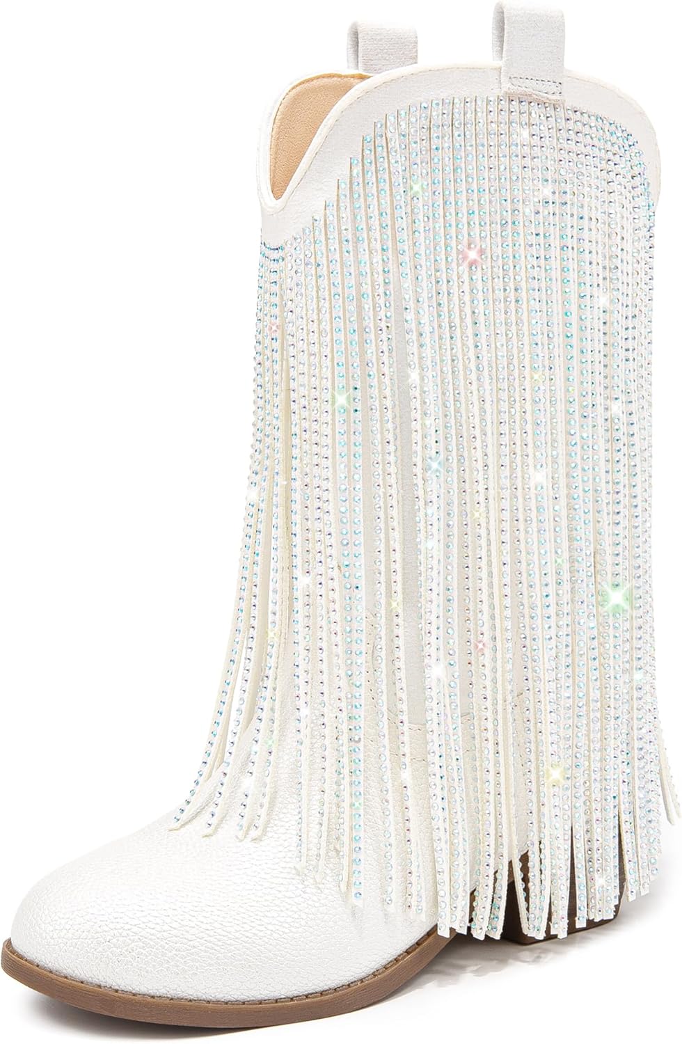 Rhinestone Fringe Cowgirl Boots for Girls - Stylish Mid Calf Design