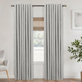 Light Grey Grommet Linen Blackout Curtains 52x90 in - Full Darkening