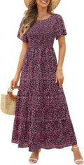 Kranda Women 2025 Floral Smocked Maxi Dress - Flattering Fit