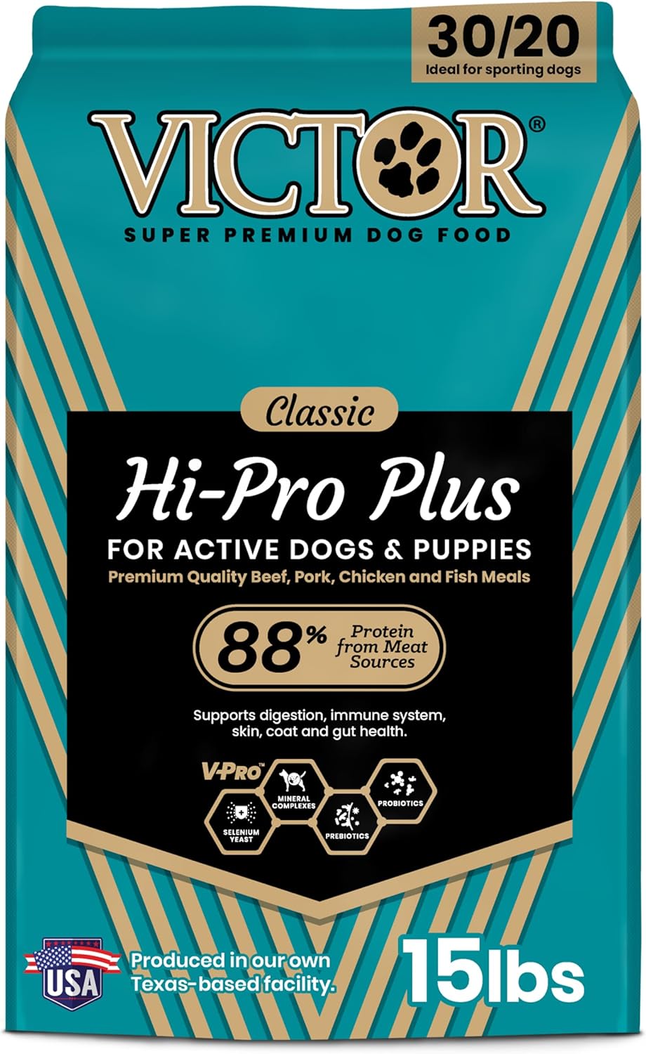 VICTOR Hi-Pro Plus Dry Kibble High Protein Dog Food for Active Dogs