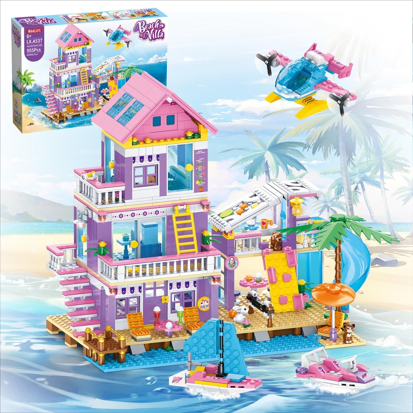 955 Piece Beach House Building Set for Creative Girls Age 6-12