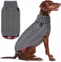 Dog Sweater Soft Pullover for Medium Dogs - Warm Turtleneck Gingham