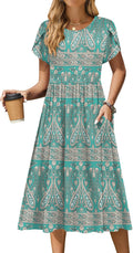 Zeagoo Women Summer Midi Dress with Pockets - Flowy Floral Sundress