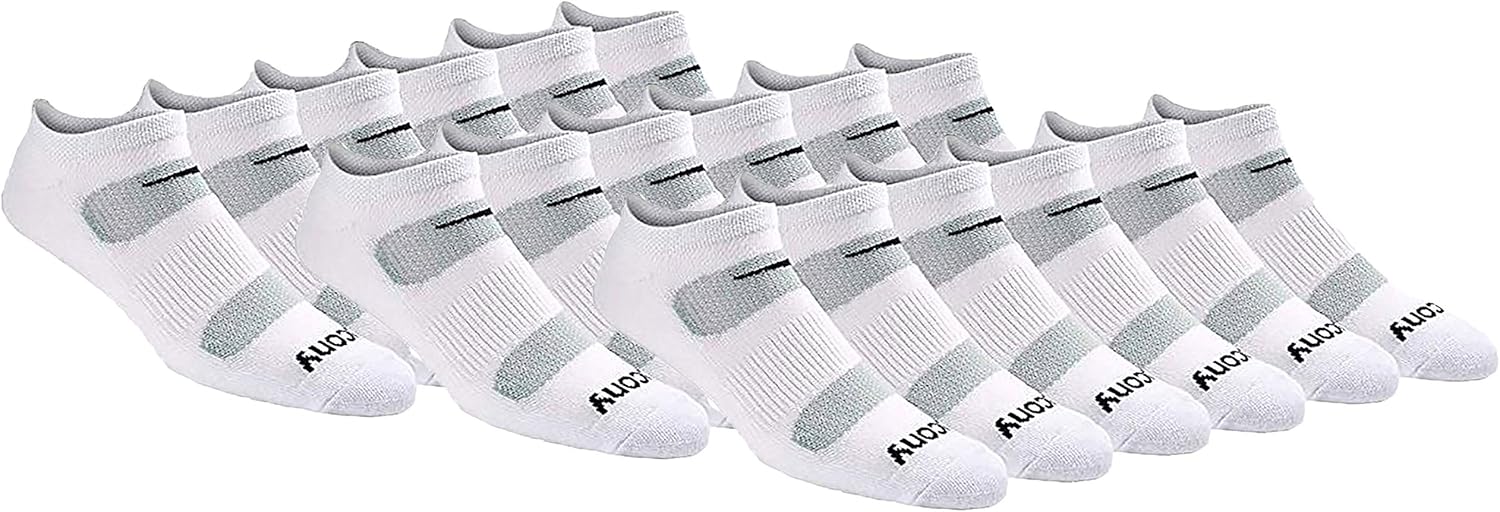 Saucony Men's Rundry Mesh Comfort Fit Performance No-Show Socks