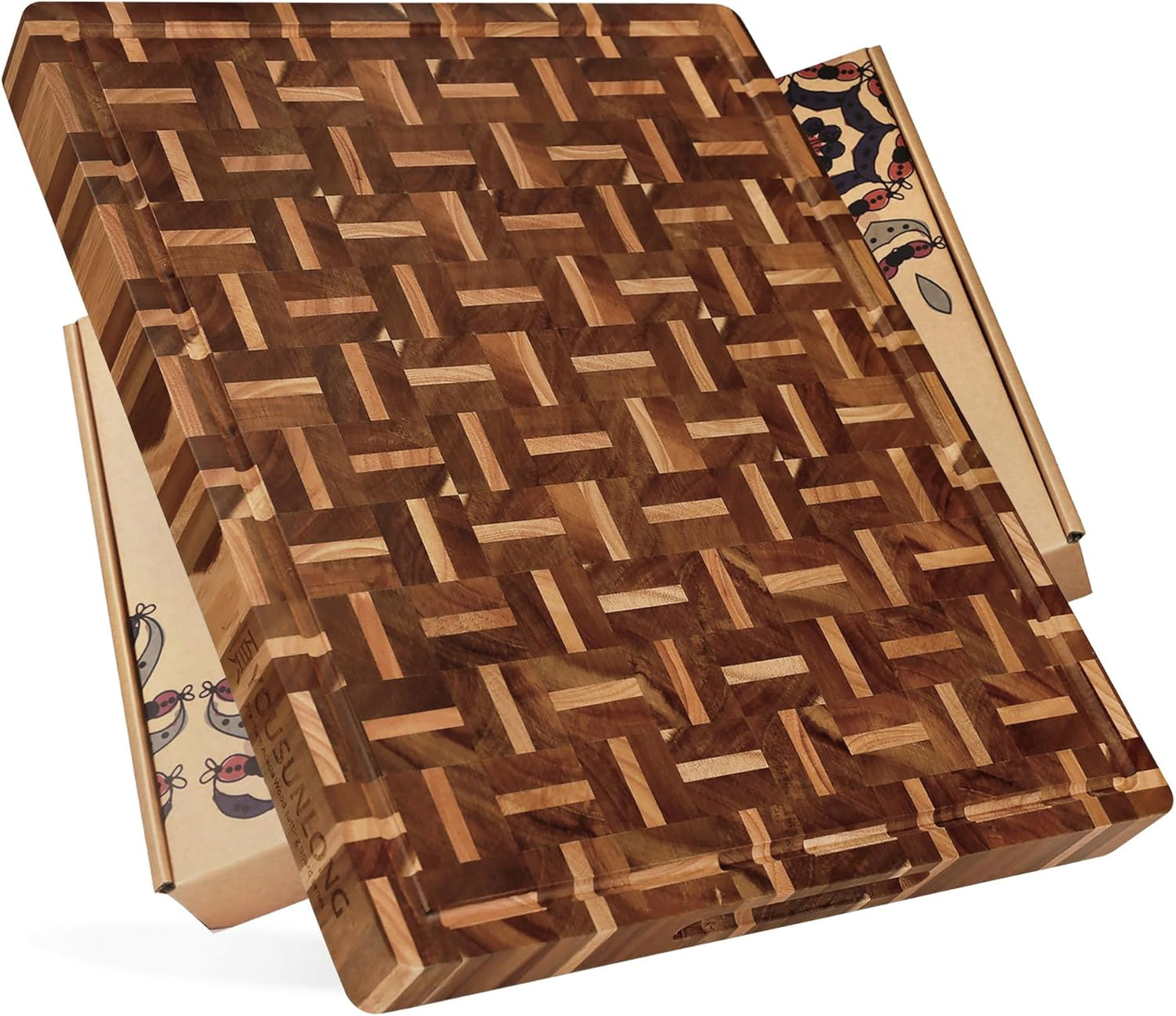YOUSUNLONG End Grain Cutting Board - Durable Acacia & Oak Design