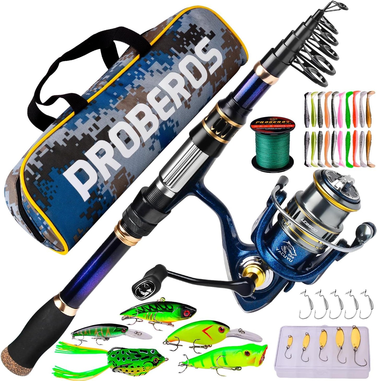 Sunlure Telescopic Fishing Rod Combo - Carbon Fiber Pole, 2500 Reel - Bass Tackle Kit