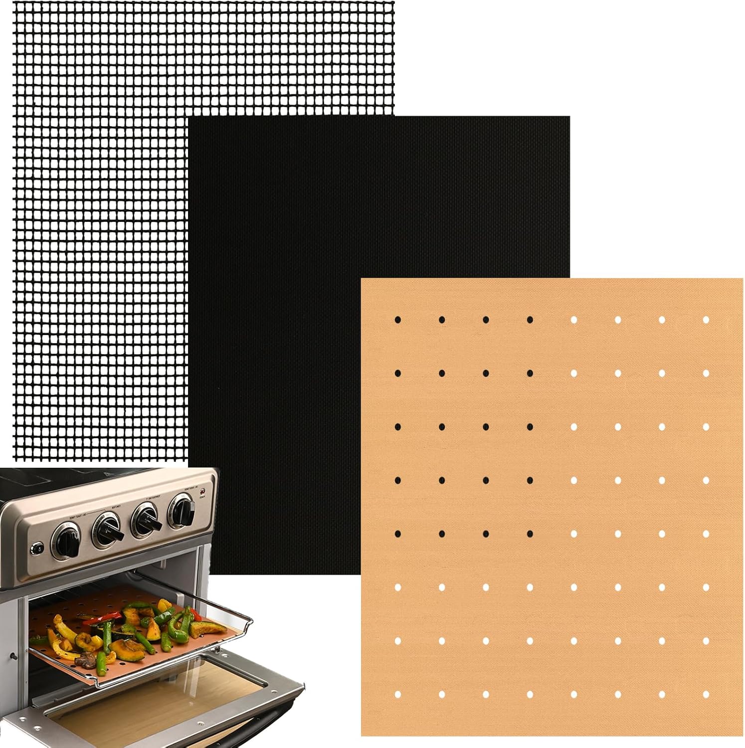 Non-Stick Air Fryer Liners - 3 Pack Set for Easy Cleaning