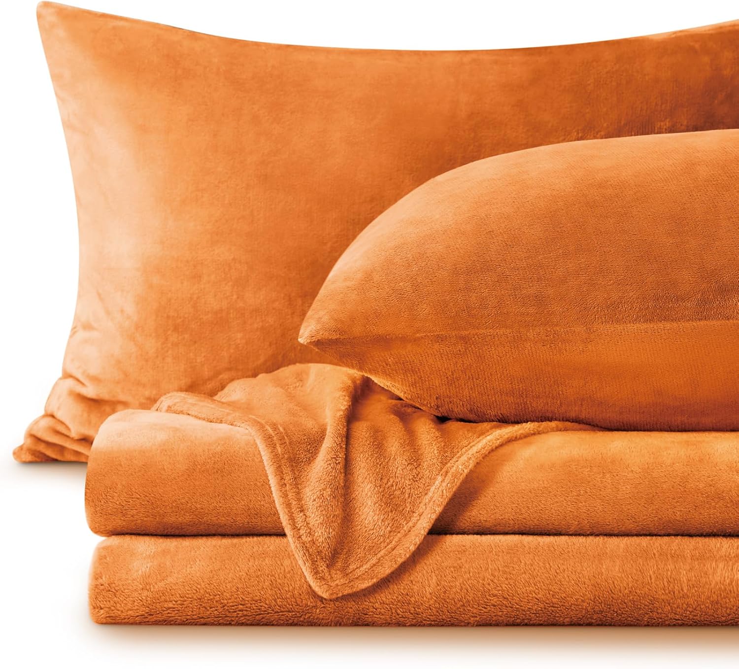 BEDELITE Flannel Sheets King Size Burnt Orange for Cozy Comfort