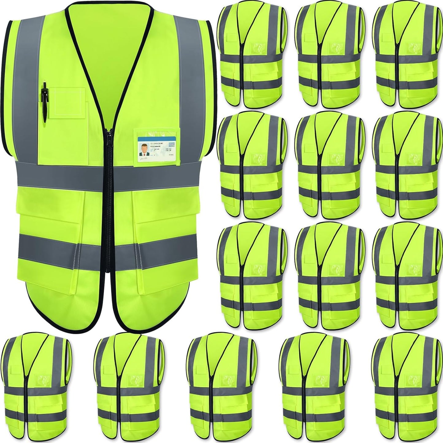 15 Pack Reflective Safety Vests for High Visibility Work Use