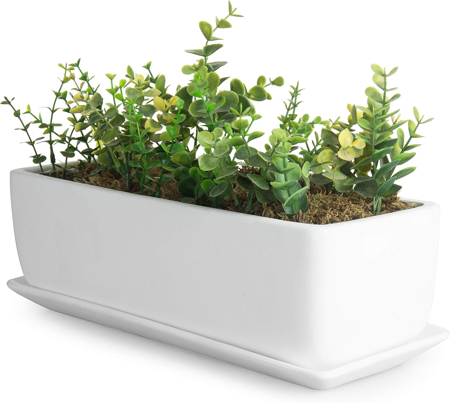 MyGift 14 Inch Ceramic Indoor Plant Pot with Drainage Hole