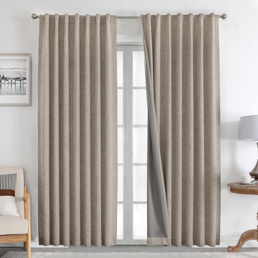 100% Blackout Linen Curtains Set