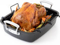 Deluxe Large Carbon Steel Roasting Pan with U-Rack for Perfect Meals