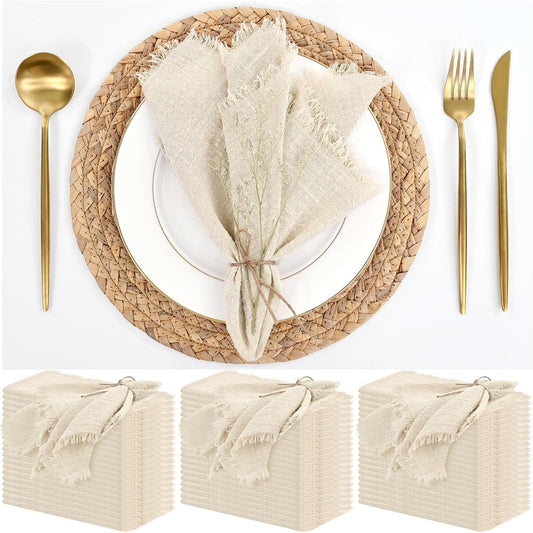60 Pack Cotton Linen Napkins for Rustic Dinner Table Decor