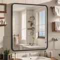 24x30 Black Bathroom Mirror for Over Sink - Modern Rectangular Design