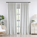 Blue Plaid Linen Pinch Pleated Blackout Curtains - 84 in Panels