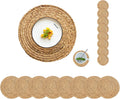 Natural Water Hyacinth Round Placemats Set of 8 with Coasters