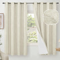 60 in Wide Linen Blackout Curtains 63 in Length 2 Panels - Natural