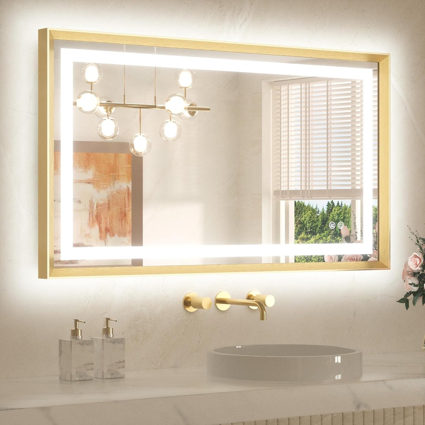 TETOTE 40 x 24 Led Mirror with Anti-Fog and Dimmable Lights