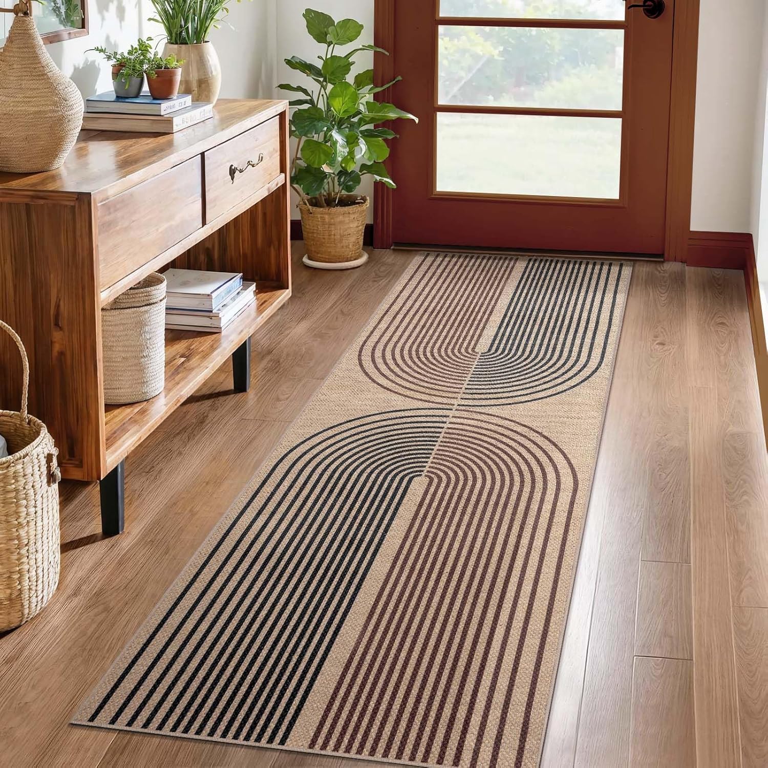 Tangsoo Rainbow Easy Jute Rug Washable Runner for Hallways