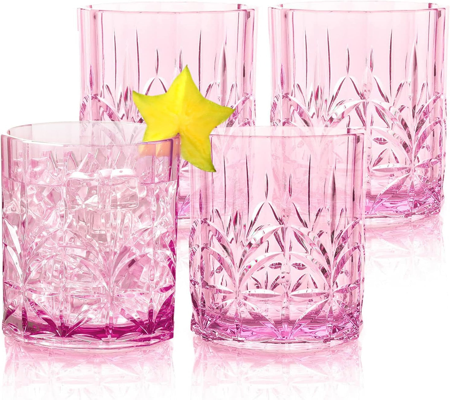 Myrtle Beach Unbreakable Crystal Cut Tumblers Set of 4, 13oz