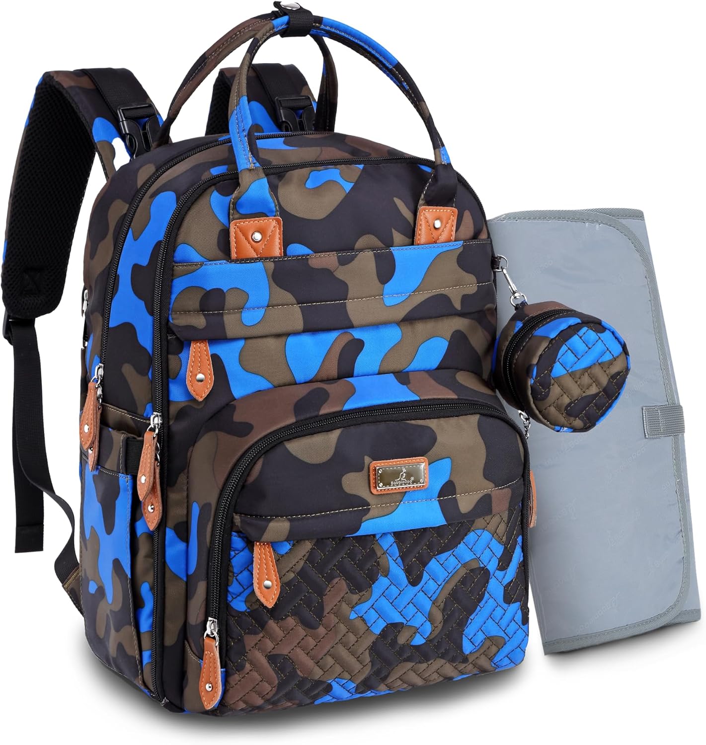BabbleRoo Diaper Bag Backpack - Multi Function Travel Tote