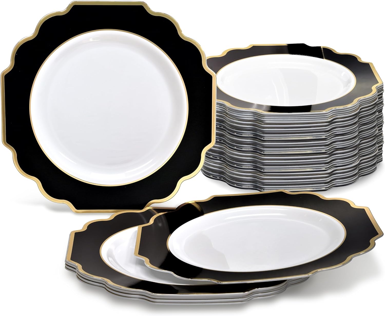 Heavyweight Disposable Plastic Plates Set for Elegant Events