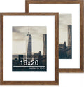 16x20 Poster Frame Set of 2 - Rustic Brown Wood Frames with Mat
