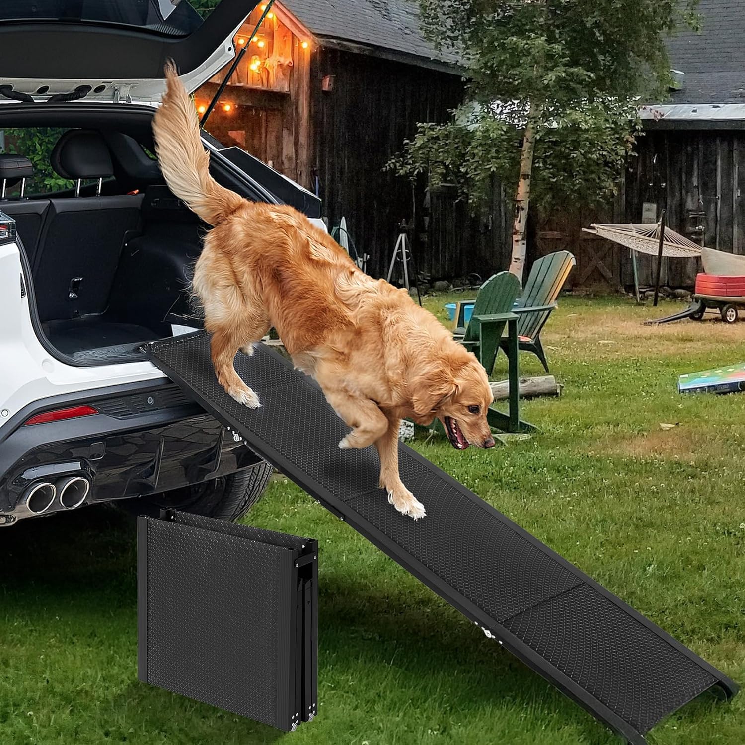 EHEYCIGA Dog Ramp for Car - Heavy-Duty Pet Steps for Large Dogs