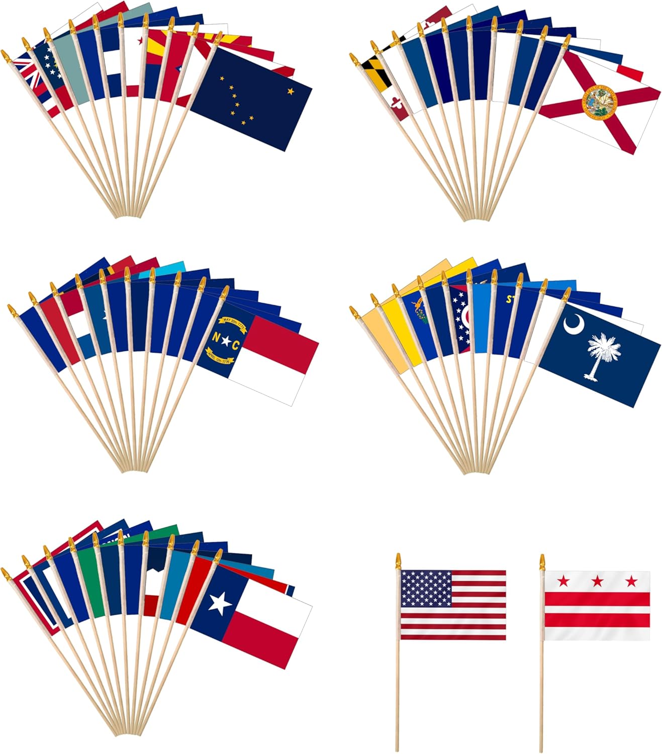 52 Pack Small US State Flags Set for Festivals and Events