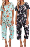 Womens Pajamas Short Sleeve & Capri Pants 2 Pack - Comfortable