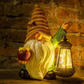 Solar Garden Gnome Bee Statue 12.3in with LED Lantern - Solar Light