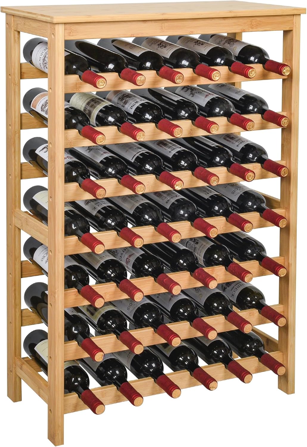 42-Bottle Bamboo Wine Rack for Elegant Home Wine Storage