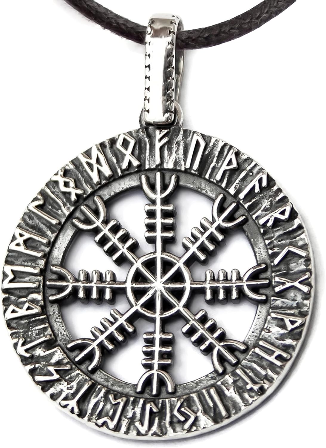 925 Sterling Silver Viking Shield Helm of Awe Necklace Gift