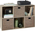 6-Cube Storage Organizer Bookcase - Customizable Greige Shelf