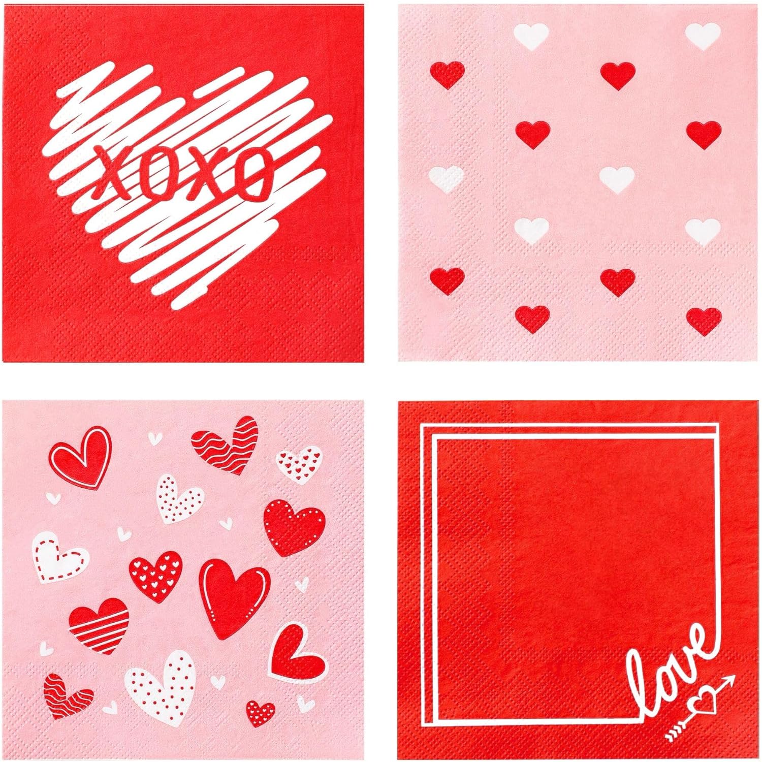 Winoo Design Valentine Napkins - Festive 3-Ply Cocktail Napkins