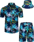 Mens Hawaiian Shirts and Shorts Set for Men - 2 Piece Tropical Outfit