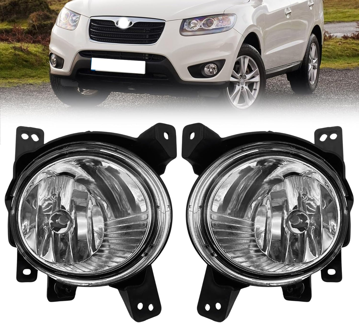 Fog Lights for 2010 2011 2012 Hyundai Santa Fe - Durable Pair