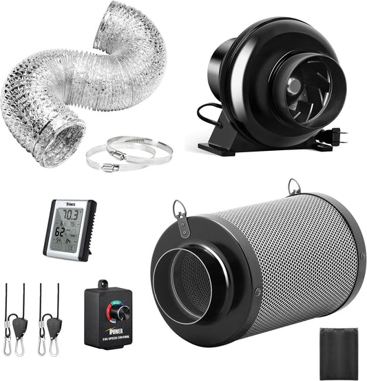 iPower 4 Inline Fan Kit for Grow Tent Ventilation