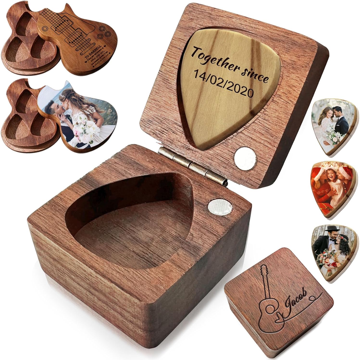 Personalized Guitar Pick Box Holder - Customized Gift