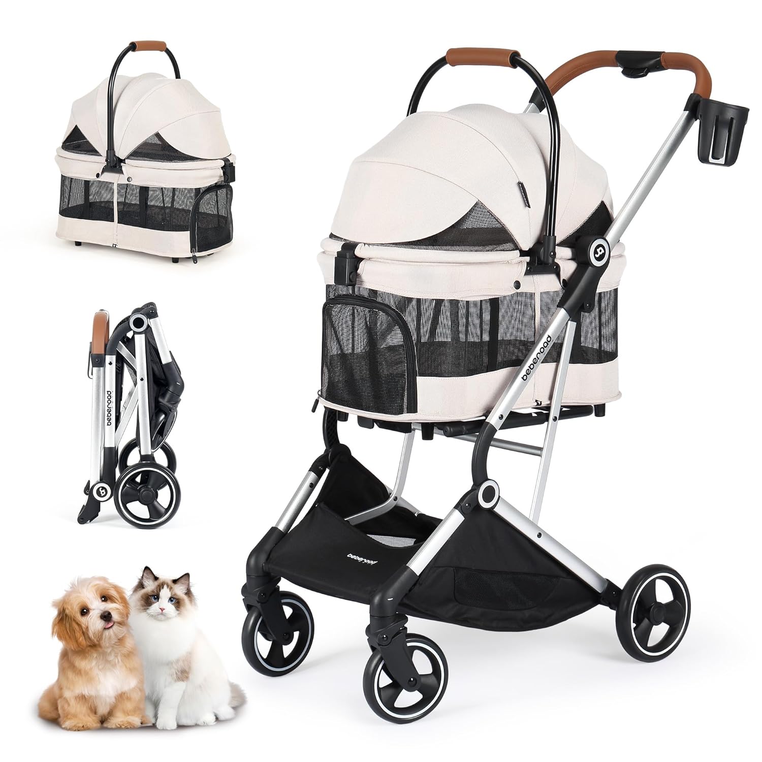 T3 Pro 3-in-1 Small Pet Stroller for Dogs and Cats