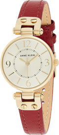 Anne Klein Women's Leather Strap Watch - Classic Red Leather
