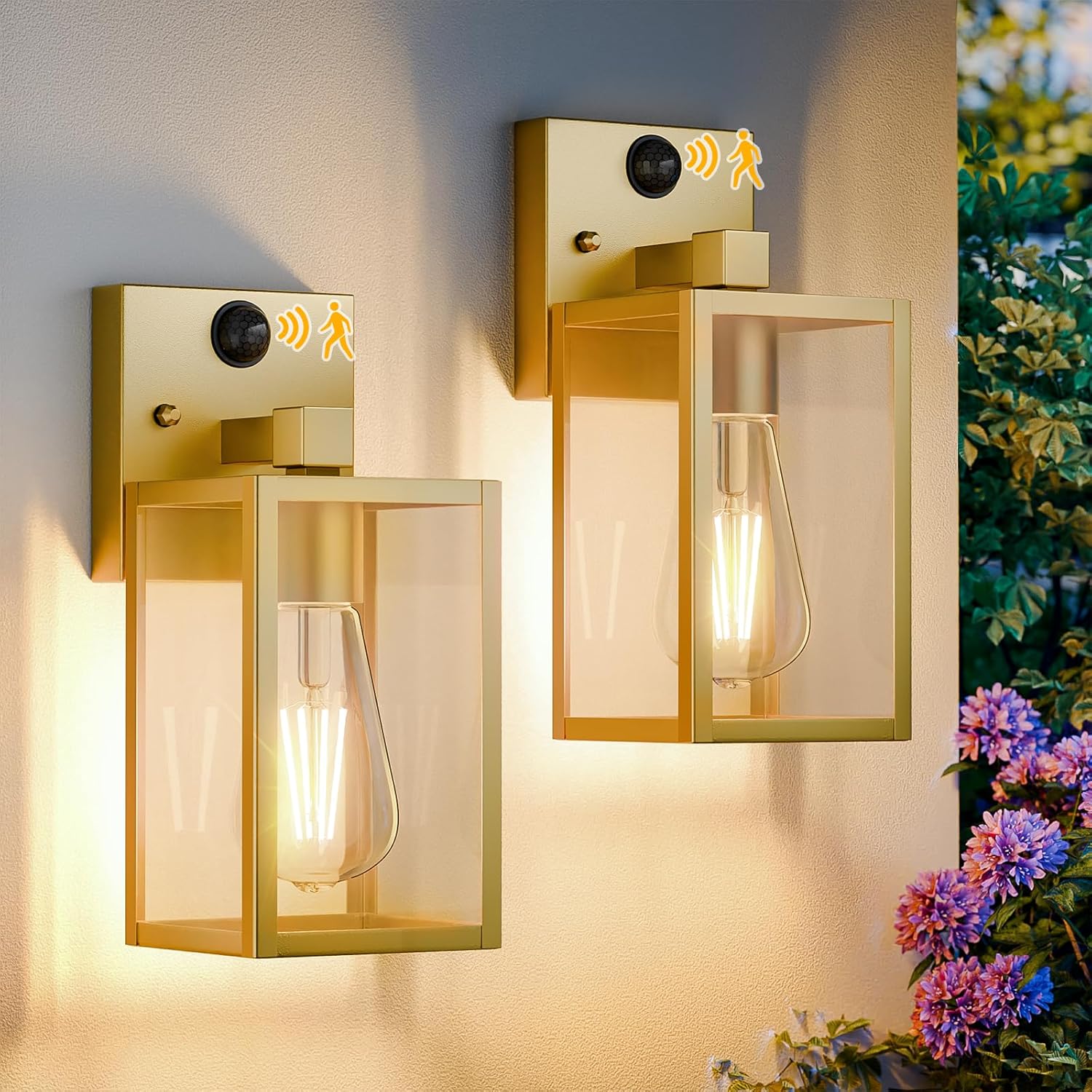 Gold Motion Sensor Outdoor Light Fixtures for Enhanced Security