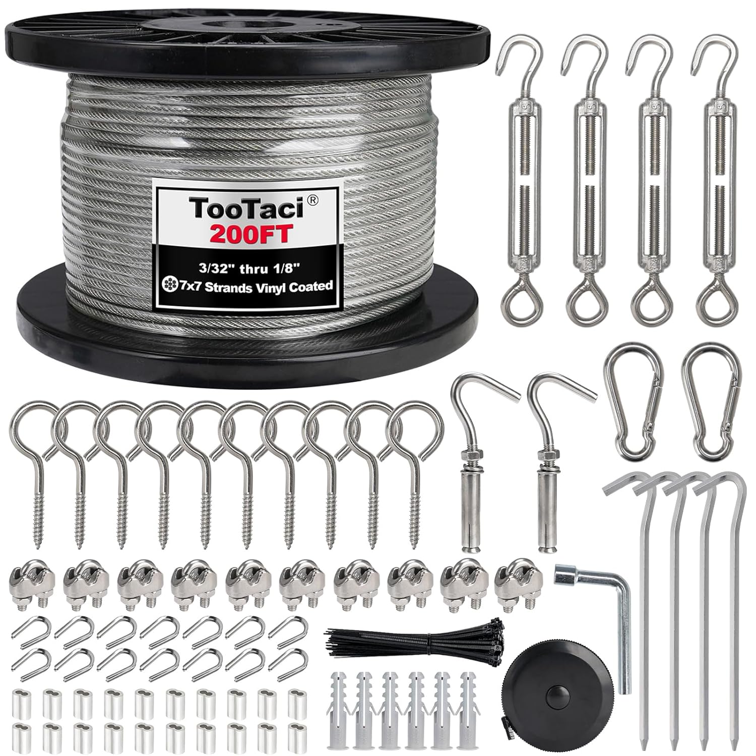 TooTaci 1/8 Wire Rope Kit for String Light Hanging and More