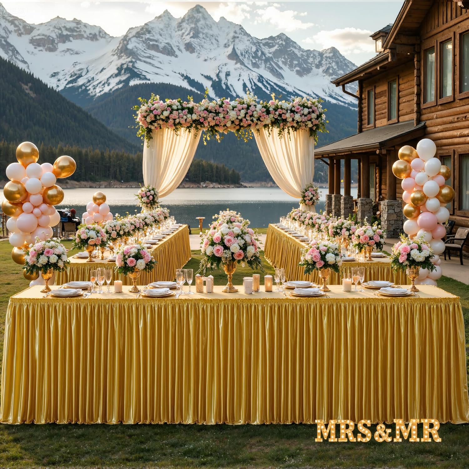 17ft Dark Gold Table Skirt for Weddings and Parties - Wrinkle Free