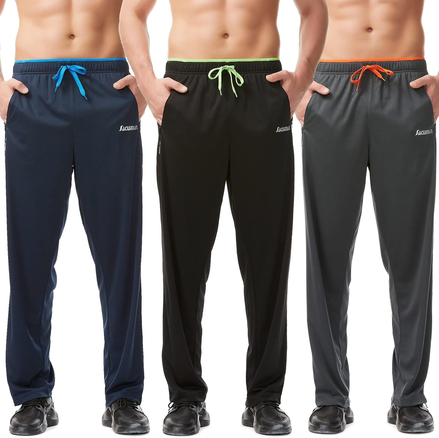 SACUIMAN Mens Sweatpants with Zipper Pockets for Workouts